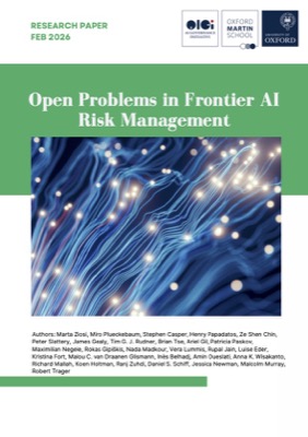 Cover of Open Problems in Frontier AI Risk Management, an Oxford Martin AI Governance Initiative research paper